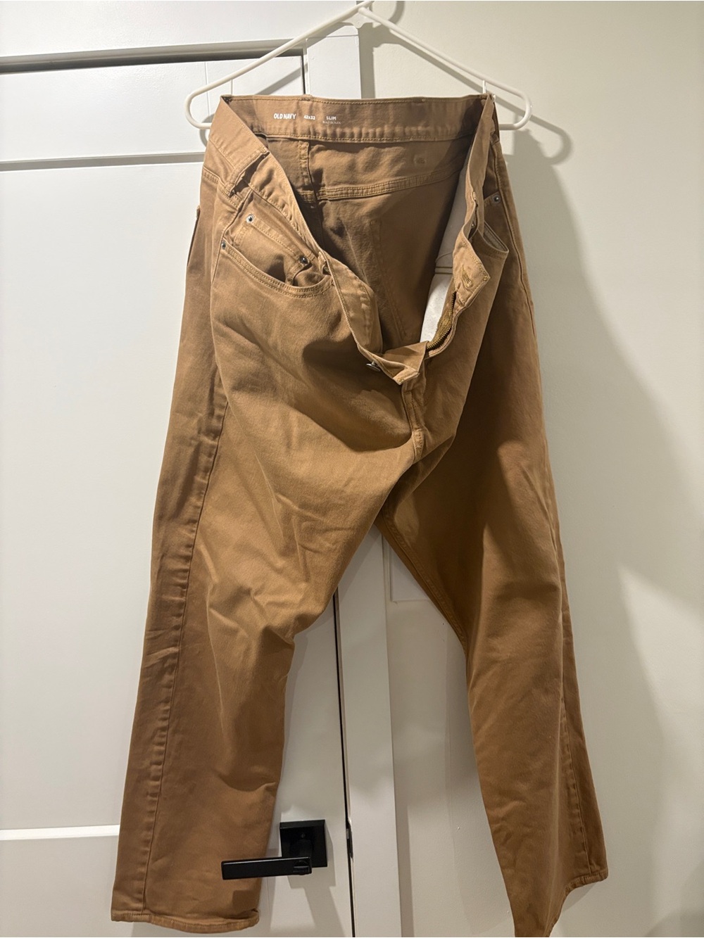 Men's Khaki Brown Straight-Leg Pants